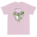 Mother Mother pink Verbatim tee with green and white lettering