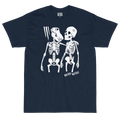 Mother Mother Very Good Bad Thing navy skeleton tee with white lettering